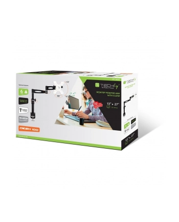 Techly Ramię biurkowe przegubowe do LED/LCD 13''-27'' 6kg VESA regulowane czarne