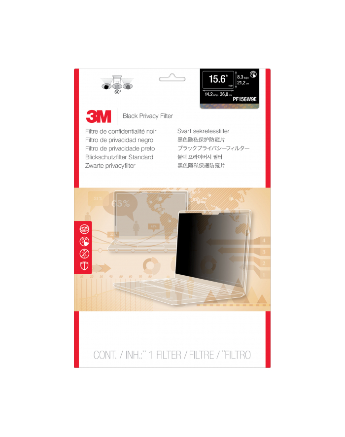 3M Filtr prywatyzujący PF156W9E Edge-to-Edge 15.6'' Widescreen Laptop |360 x 212mm| główny