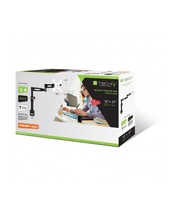 Techly Ramię biurkowe przegubowe do LED/LCD 13''-27'' 6kg VESA regulowane czarne