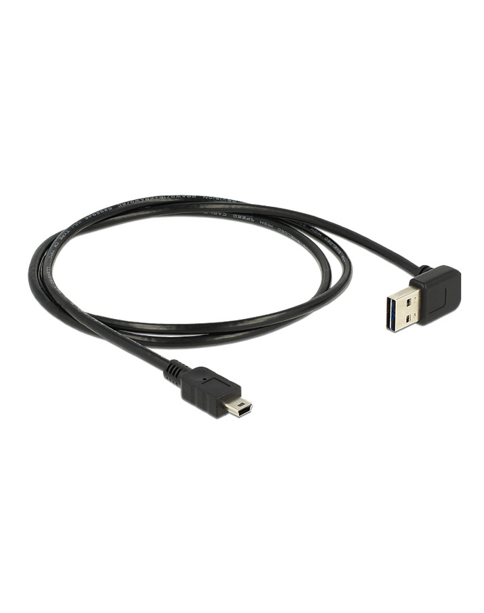 Delock kabel Easy USB 2.0 AM > USB 2.0 mini, 1m, kątowy góra/dół, czarny główny