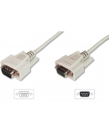 ASSMANN Kabel przedłużający RS232 1:1 Typ DSUB9/DSUB9 M/Ż beżowy 5m
