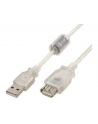 Gembird kabel przedłużacz USB 2.0 AM->AM, premium, ferryt, 1.8m  przezroczysty - nr 1