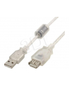 Gembird kabel przedłużacz USB 2.0 AM->AM, premium, ferryt, 1.8m  przezroczysty - nr 2