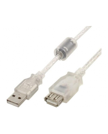 Gembird kabel przedłużacz USB 2.0 AM->AM, premium, ferryt, 1.8m  przezroczysty