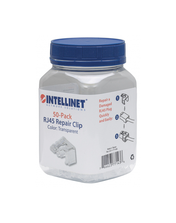Intellinet Network Solutions Intellinet Klips naprawczy do wtyków modularnych RJ45, przezroczysty, 50 sztuk główny