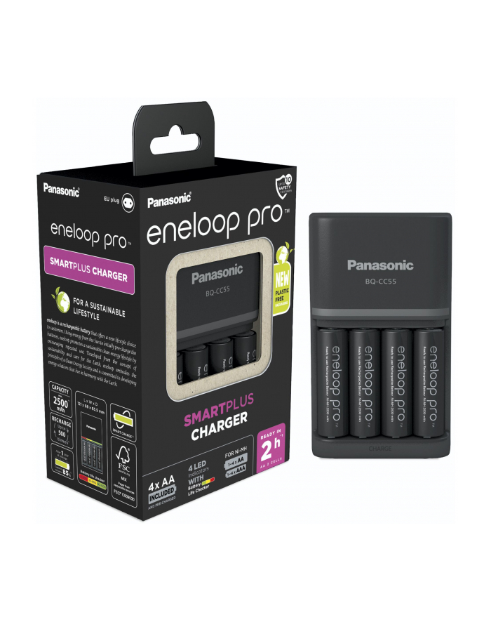 Panasonic Ładowarka BQ-CC55 + 4 x R6/AA Eneloop Pro 2500 mAh główny