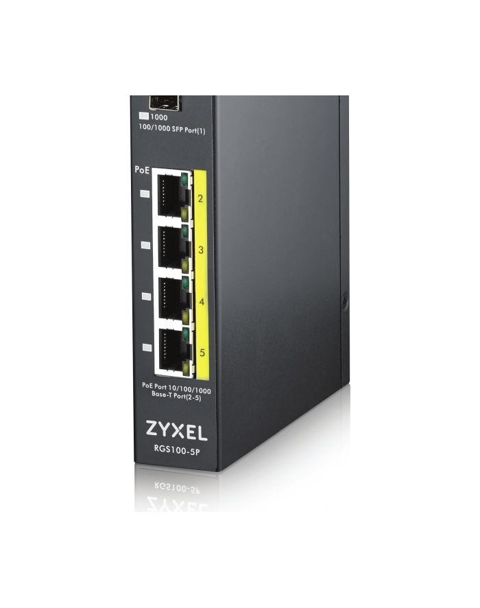 Zyxel RGS100-5P Industrial Switch 4x GbE+1x SFP, PoE DIN rail/Wall mount, IP30 główny