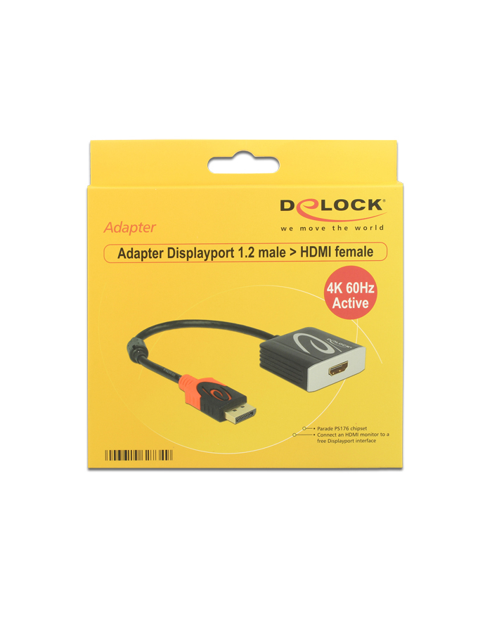 Delock Adapter Displayport 1.2 męski > HDMI żeński 4K 60 Hz aktywne główny