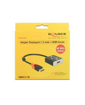 Delock Adapter Displayport 1.2 męski > HDMI żeński 4K 60 Hz aktywne