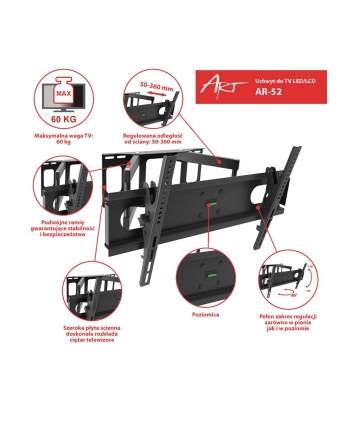 ART Uchwyt do TV LCD/LED 30-70' 60KG AR-52 regulacja pion i poziom