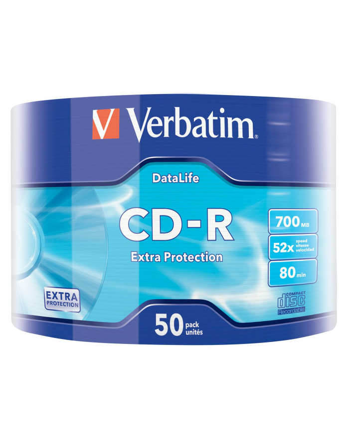 Verbatim CD-R 52x 700MB 50P SP Extra Protection Wrap 43787 główny