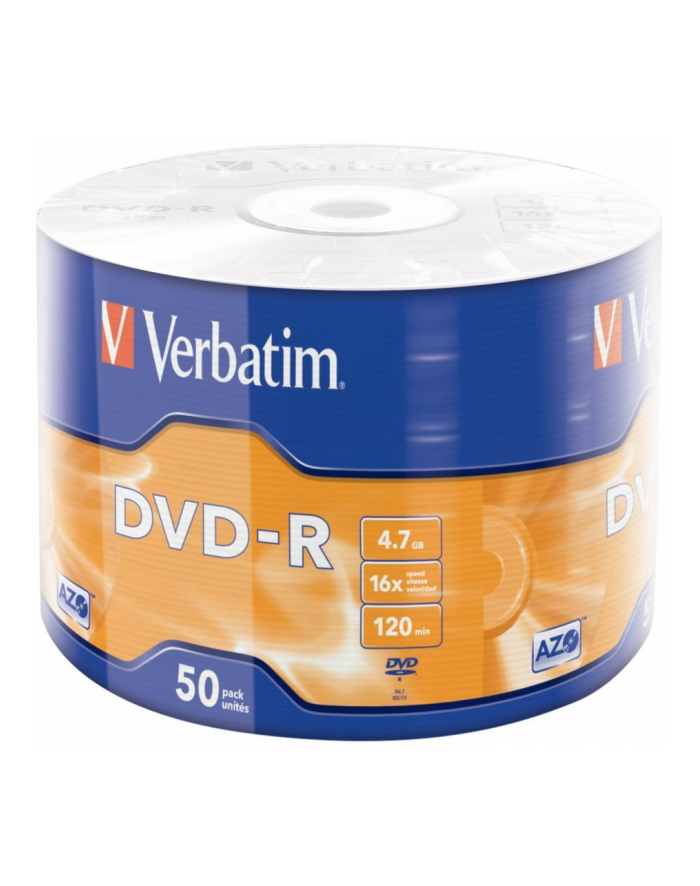 Verbatim DVD-R 16x 4.7GB 50P SP Matt Silver Wrap 43788 główny