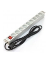 Digitus Listwa zasilająca PDU 19' RACK, 9 gniazd Typ E, wtyk C14, kabel 2m, aluminiowa, włącznik - nr 8