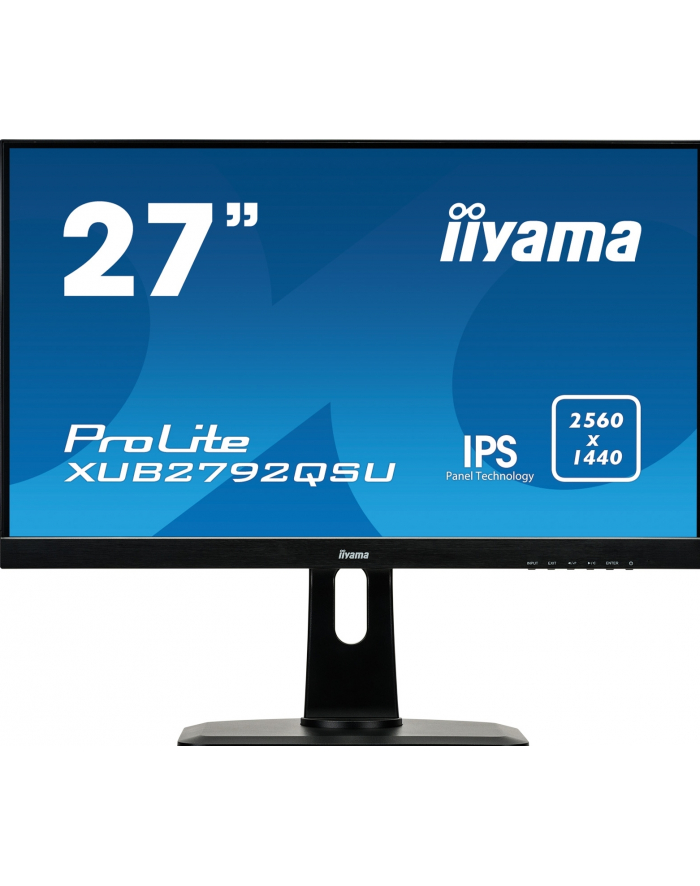 Monitor Iiyama XUB2792QSU-B1, 27'', panel IPS, 2560x1440, DVI/HDMI/DP, hub USB główny