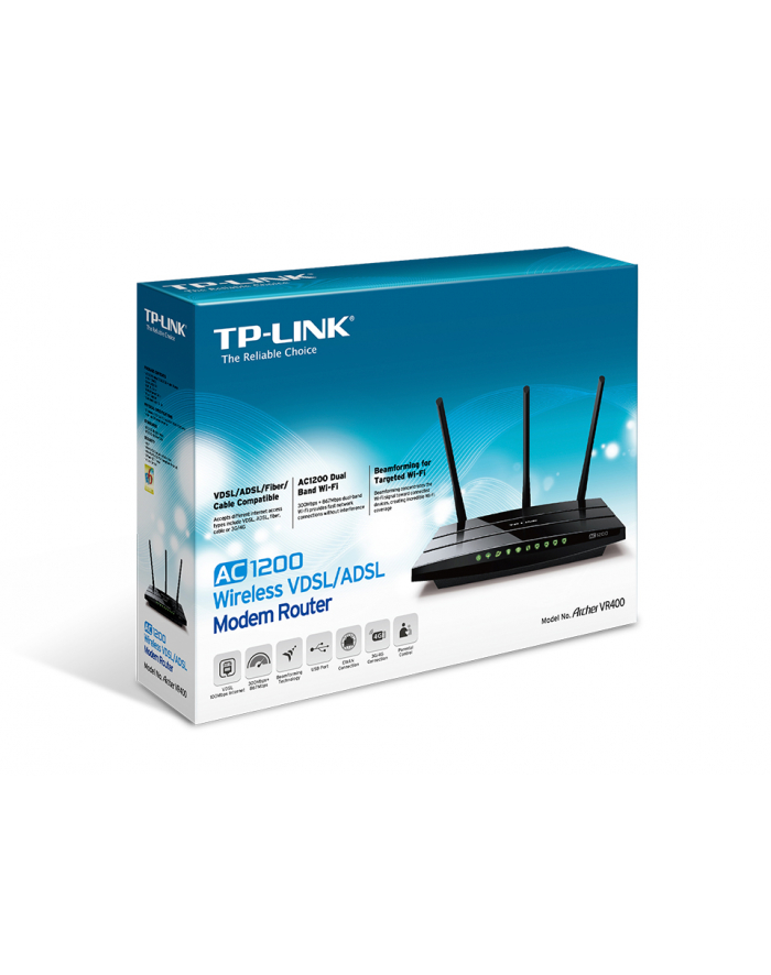 TP-Link Archer VR400 VDSL/ADSL AC1200 Wireless 4xGigaLAN, 1xWAN, 2xUSB AnnexA główny