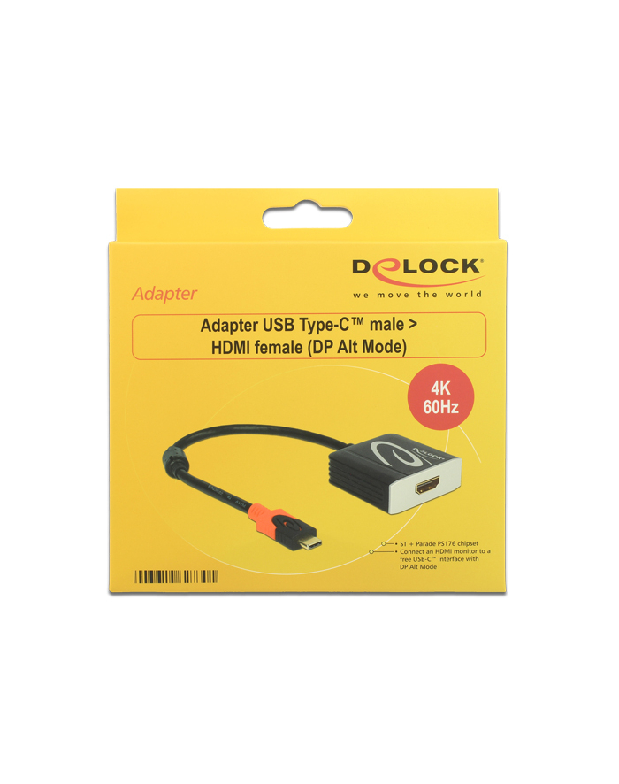 Delock Adapter USB Type-C (M) > HDMI (F) (tryb alternatywny DP) 4K 60 Hz główny
