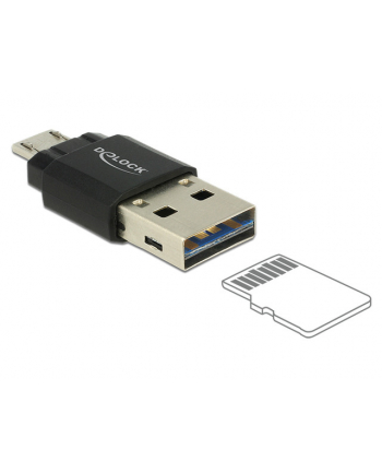 Delock Czytnik kart Micro USB OTG + męskie złącze USB 2.0 A