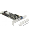 Delock Karta PCI Express x4 > 4 x zewnętrzne USB 3.0 Quad Channel - nr 30