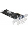 Delock Karta PCI Express x4 > 4 x zewnętrzne USB 3.0 Quad Channel - nr 34