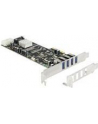 Delock Karta PCI Express x4 > 4 x zewnętrzne USB 3.0 Quad Channel - nr 36