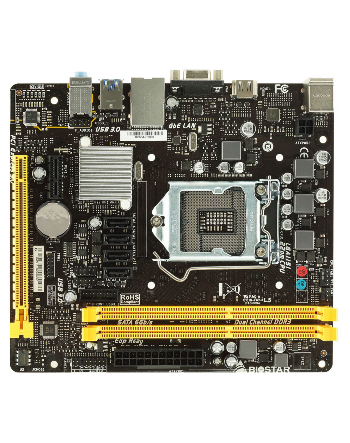 Biostar H110MHV3, LGA 1151, DDR3L-1866(OC)/ 1600/ 1333, USB 3.0 główny