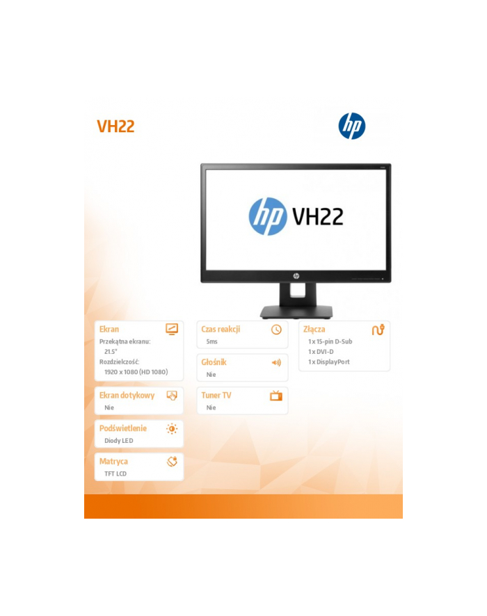 HP Inc. 21.5'' VH22  Monitor                  X0N05AA główny