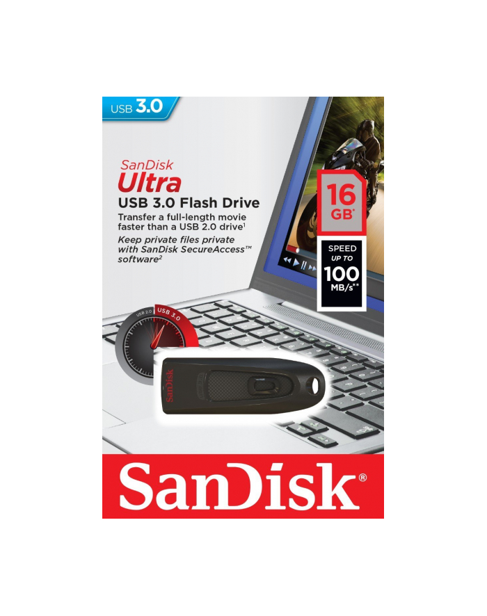 Sandisk Flashdrive Ultra 16GB USB 3.0 Czarny główny