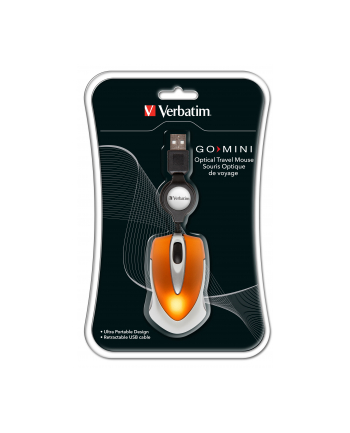 Mysz Verbatim Travel optyczna pomarańczowa zwijany kabel