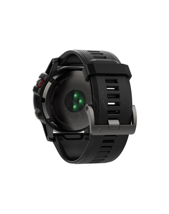 MIO Garmin GPS zegarek sportowy fenix5x Sapphire Gray Optic, czarny pasek główny