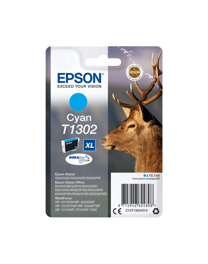 Tusz Epson T1302 (do drukarki Epson  oryginał C13T13024010 765str. 10 1ml cyan) główny