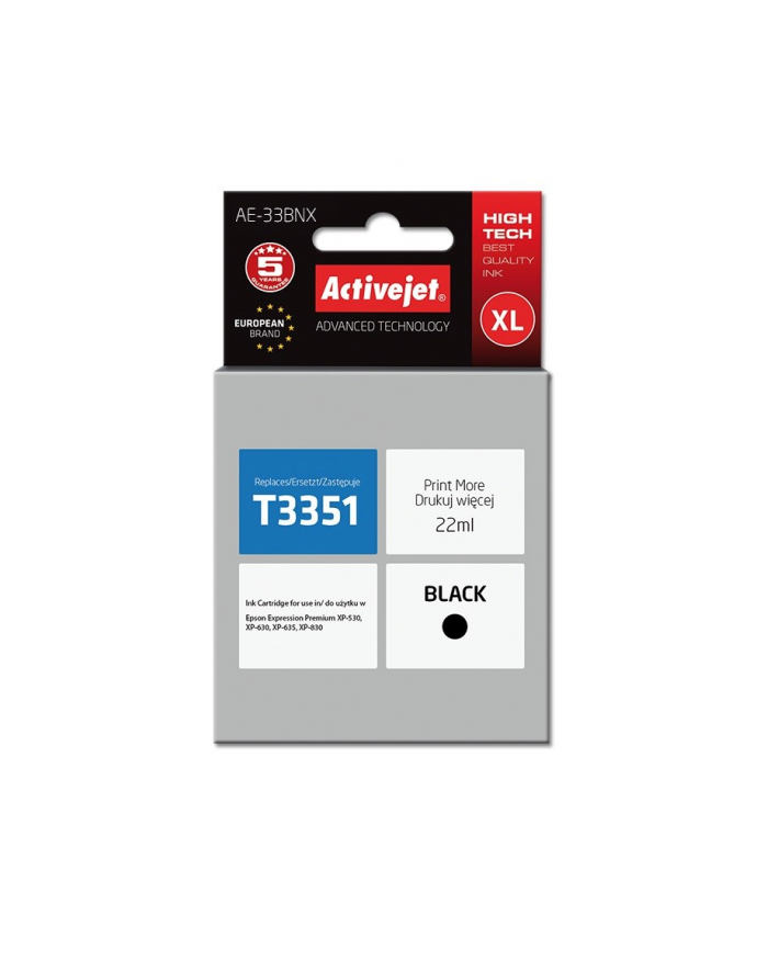 Tusz Activejet AE-33BNX (do drukarki Epson  zamiennik 33XL T3351 supreme 22ml czarny Chip) główny