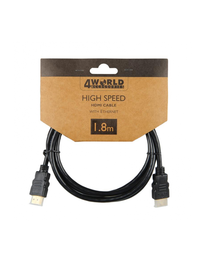 4World Kabel HDMI - HDMI, High Speed z Ethernet (v1.4), 3D, HQ, BLK, 1.8m główny