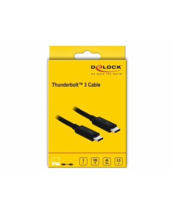Delock Kabel Thunderbolt 3 (40 Gb/s) USB-C wtyk M>M pasywny, 0.5m, 5A, czarny