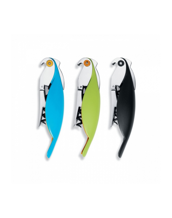 ALESSI PARROT Korkociąg do butelek z aluminium, niebieska papuga główny