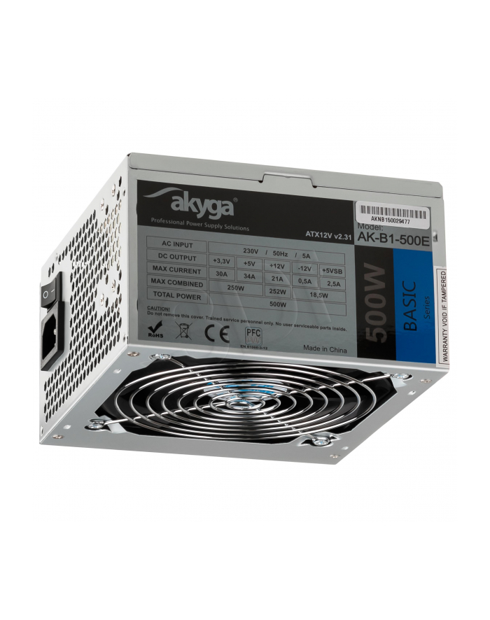 Akyga Zasilacz ATX Basic 500W AK-B1-500E Fan12cm P4 3xSATA główny