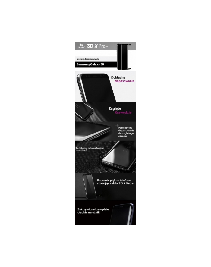 Benks Szkło hartowane X+PRO dla Samsung Galaxy S8, czarny główny