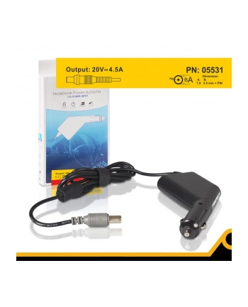 Whitenergy samochodowy zasilacz 20V/4.5A 90W wtyczka 7.9x5.5mm + pin IBM