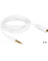 Przedłużacz kabla AUDIO MINIJACK M/F 4 PIN Apple 2M biały Delock - nr 13