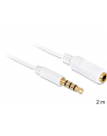 Przedłużacz kabla AUDIO MINIJACK M/F 4 PIN Apple 2M biały Delock - nr 14