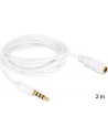 Przedłużacz kabla AUDIO MINIJACK M/F 4 PIN Apple 2M biały Delock - nr 15