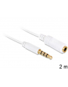 Przedłużacz kabla AUDIO MINIJACK M/F 4 PIN Apple 2M biały Delock - nr 1