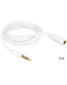 Przedłużacz kabla AUDIO MINIJACK M/F 4 PIN Apple 2M biały Delock - nr 2