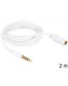 Przedłużacz kabla AUDIO MINIJACK M/F 4 PIN Apple 2M biały Delock - nr 4
