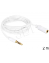 Przedłużacz kabla AUDIO MINIJACK M/F 4 PIN Apple 2M biały Delock - nr 5