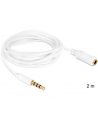 Przedłużacz kabla AUDIO MINIJACK M/F 4 PIN Apple 2M biały Delock - nr 7