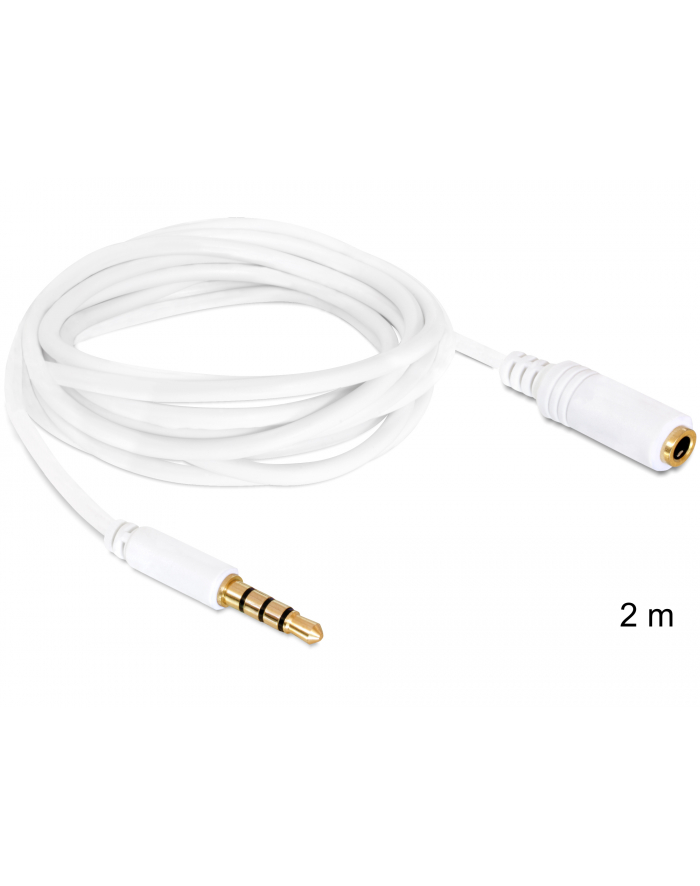 Przedłużacz kabla AUDIO MINIJACK M/F 4 PIN Apple 2M biały Delock główny