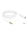 Przedłużacz kabla AUDIO MINIJACK M/F 4 PIN Apple 2M biały Delock - nr 8