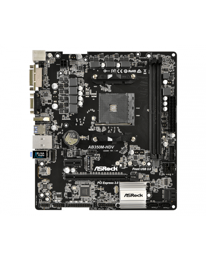 Płyta ASRock AB350M-HDV /AMD B350/DDR4/SATA3/M.2/USB3.0/PCIe3.0/AM4/mATX główny