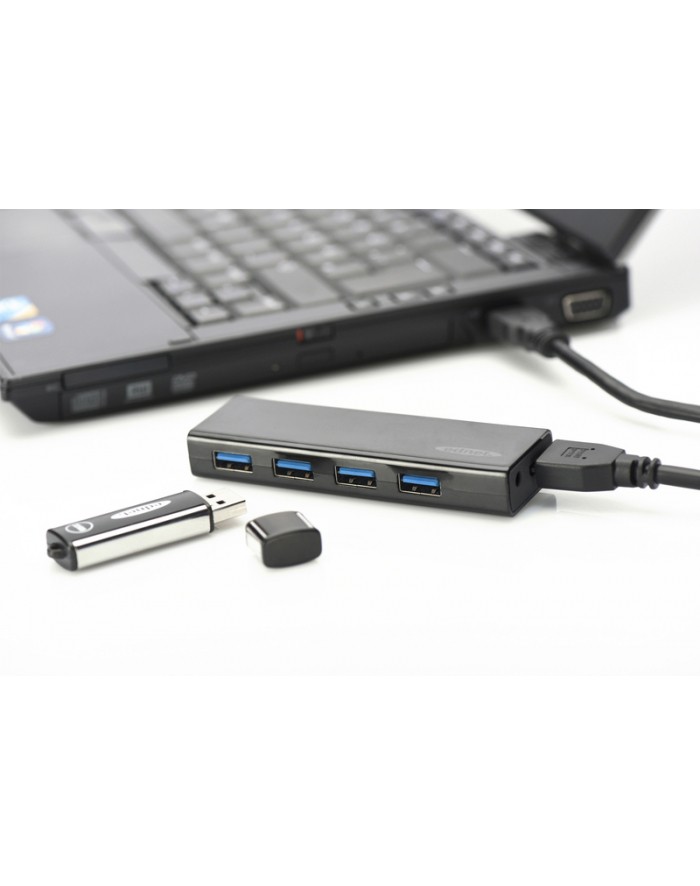 HUB/Koncentrator Ednet 4-portowy USB 3.0 SuperSpeed, aktywny, czarny główny