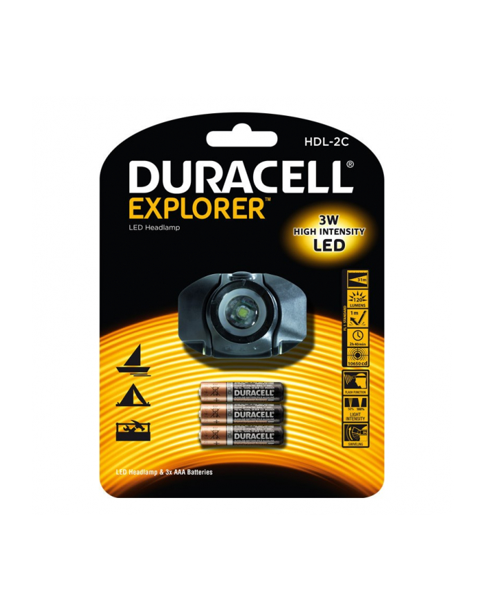 Duracell Latarka LED EXPLORER HDL-2C, czołówka + 3x AAA główny